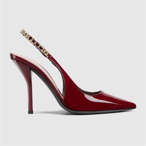 gucci metallic leather pump|gucci signoria slingback pump.